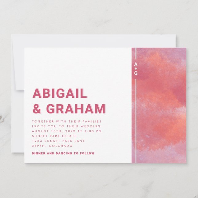 Faire invitation de mariage magenta (Devant)