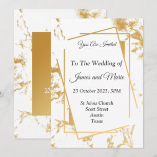Faire invitation de mariage, marbre doré