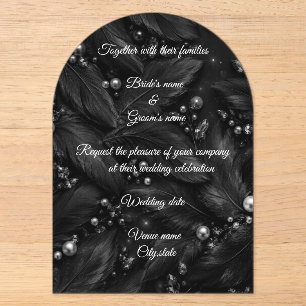 Faire invitation de mariage Mariage plume perle
