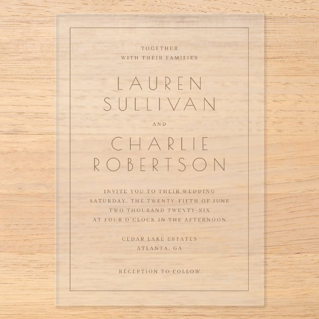 Faire invitation de mariage minimaliste beige (Recto)