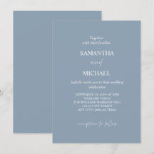 Faire invitation de mariage minimaliste bleu pouss