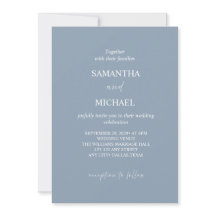 Faire invitation de mariage minimaliste bleu pouss