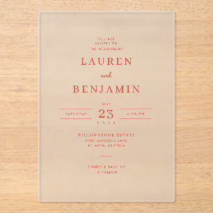 Faire invitation de mariage minimaliste corail