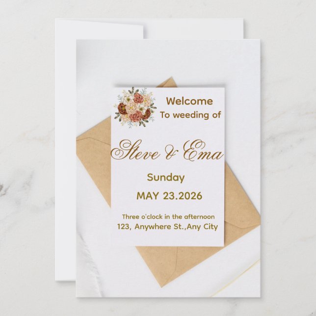 Faire invitation de mariage minimaliste | Élégant  (Devant)
