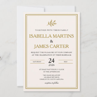 Faire invitation de mariage minimaliste en or