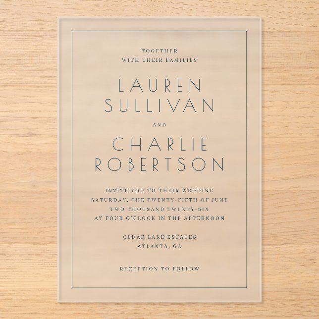 Faire invitation de mariage minimaliste noir (Recto)