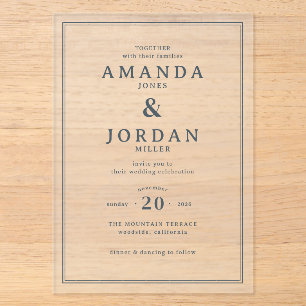 Faire invitation de mariage minimaliste noir