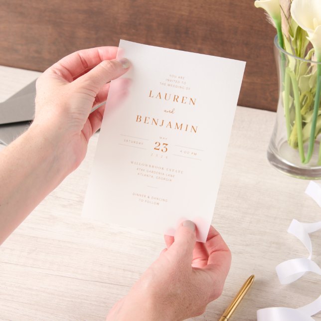 Faire invitation de mariage minimaliste pêche (Ordinateur de poche)