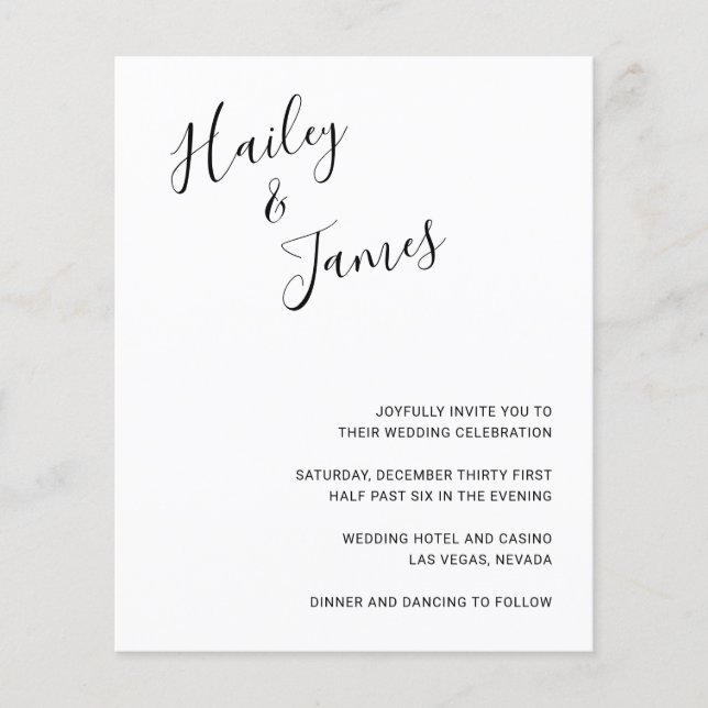 Faire invitation de mariage moderne à petit budget (Devant)