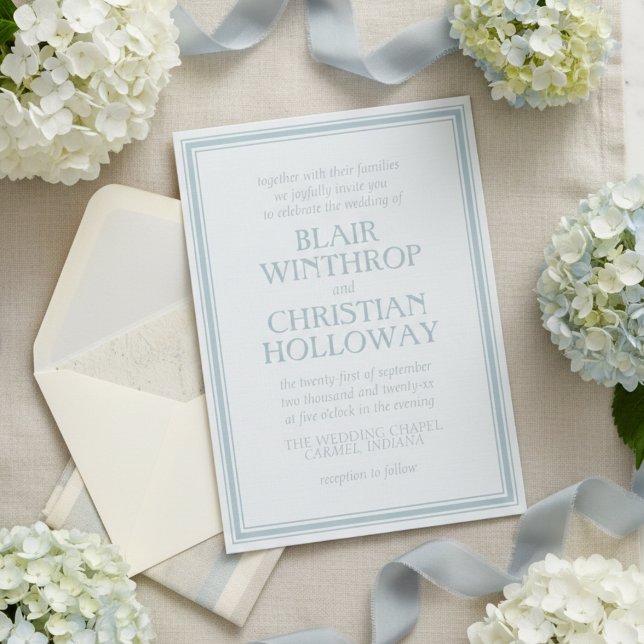 Faire invitation de mariage moderne bleu côtier (Elegant Coastal Blue Modern Wedding Invitation
)