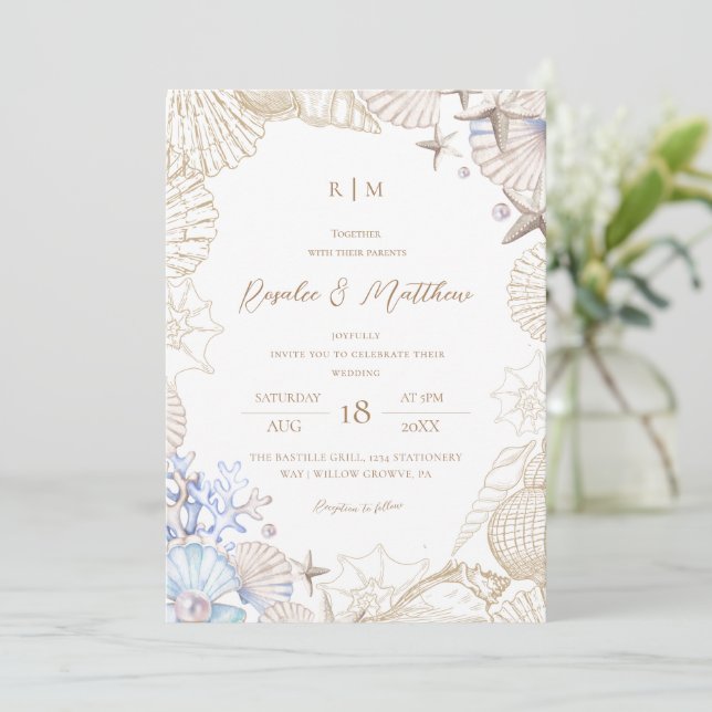Faire invitation de mariage moderne sur la plage c (Debout devant)