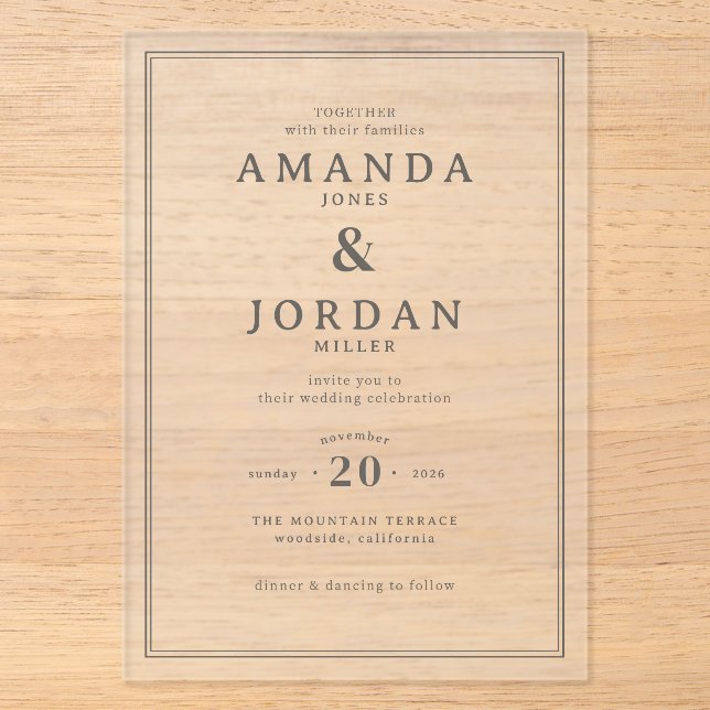 Faire invitation de mariage noir et blanc (Recto)