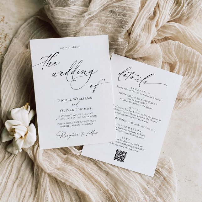 Faire invitation de mariage noir et blanc (Anouk Collection Modern Black and White Wedding Invitation with Details)