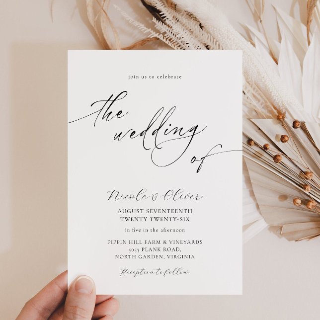 Faire invitation de mariage noir et blanc (Anouk Collection Black and White Delicate Wedding Invitation)