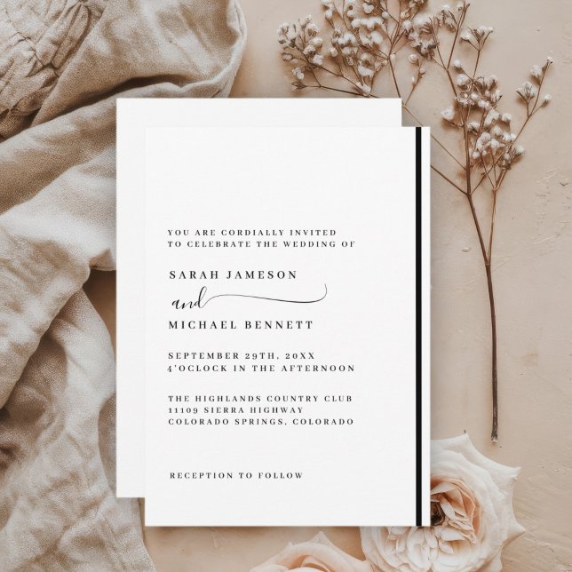 Faire invitation de mariage noir et blanc classiqu (Créateur téléchargé)