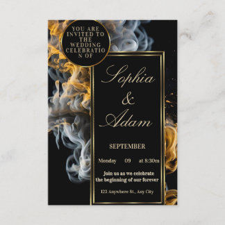 Faire invitation de mariage noir et or