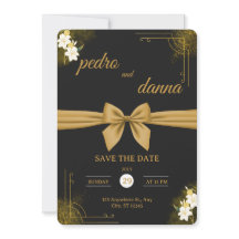 Faire invitation de mariage noir et or
