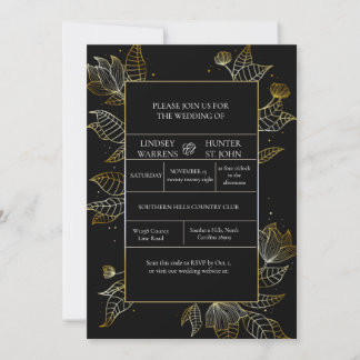 Faire invitation de mariage noir or
