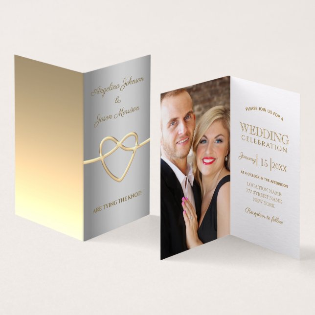 Faire invitation de mariage photo argent et or (Inside and Outside)