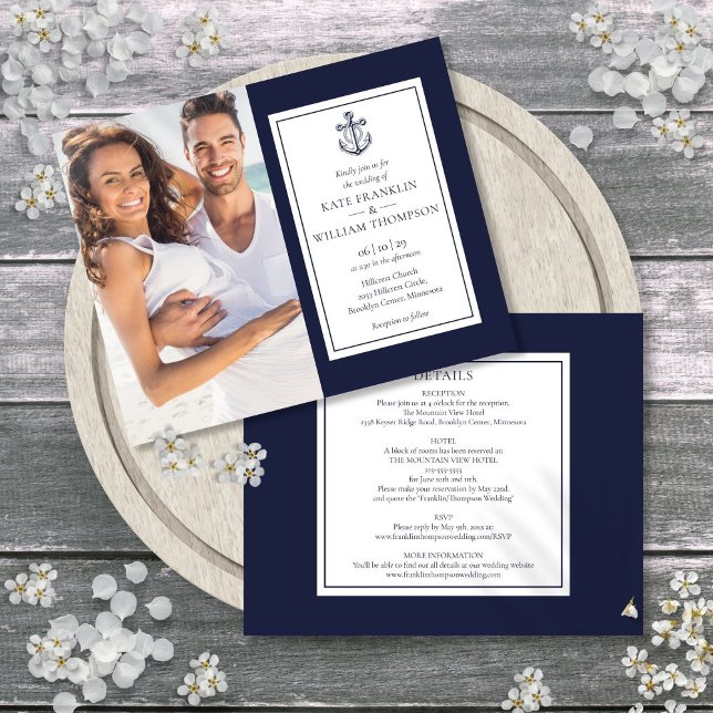 Faire-Invitation De Mariage Photo Naautique Tout C (Budget All In One Nautical Photo Wedding Invite)