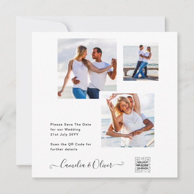 Faire Invitation de Mariage Photo Noir & Blanc ave (Devant)