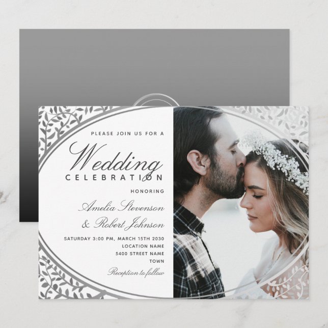 Faire invitation de mariage photo noir et blanc (Devant / Derrière)