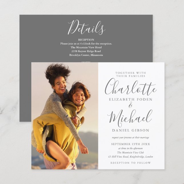 Faire-Invitation de mariage photo tout-en-un (Devant / Derrière)