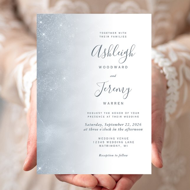 Faire invitation de mariage poussiéreuse bleue ave (Créateur téléchargé)