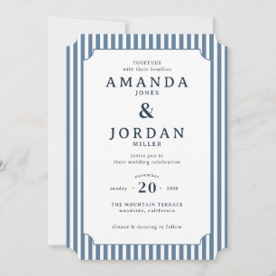 Faire invitation de mariage rayé marine