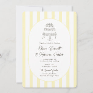 Faire invitation de mariage rayée jaune minimalist