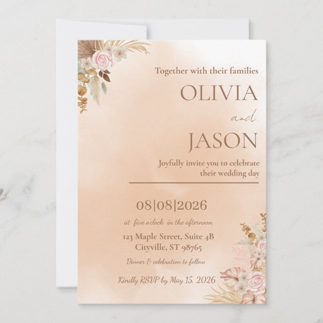 Faire invitation de mariage romantique  (Devant)