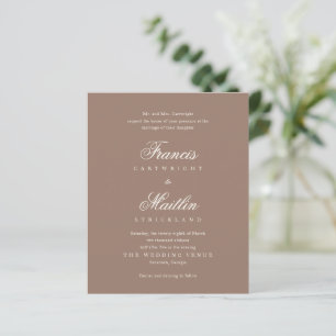 Faire invitation de mariage romantique marron élég