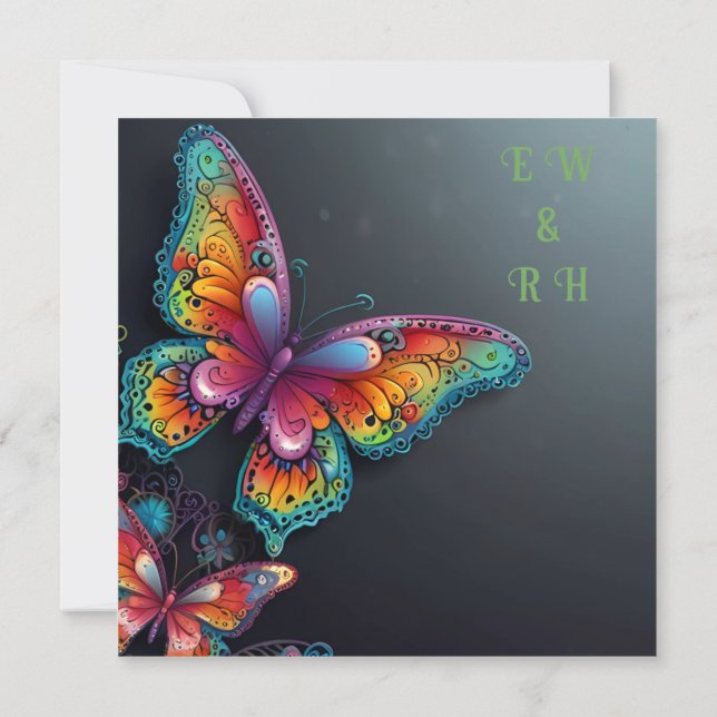 Faire invitation de mariage Romantique Papillon Ca (Dos)