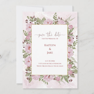 Faire invitation de mariage rose aux pivoines