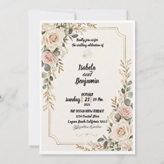 Faire invitation de mariage Rose d'Or Elégance