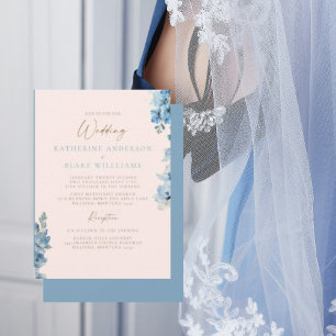 Faire invitation de mariage rose et bleu pour l'ég
