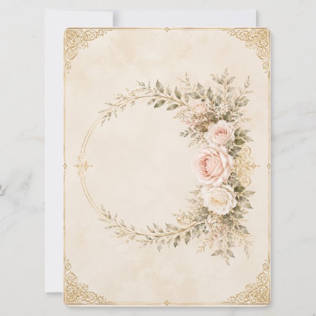 Faire invitation de mariage rose et or | (Dos)