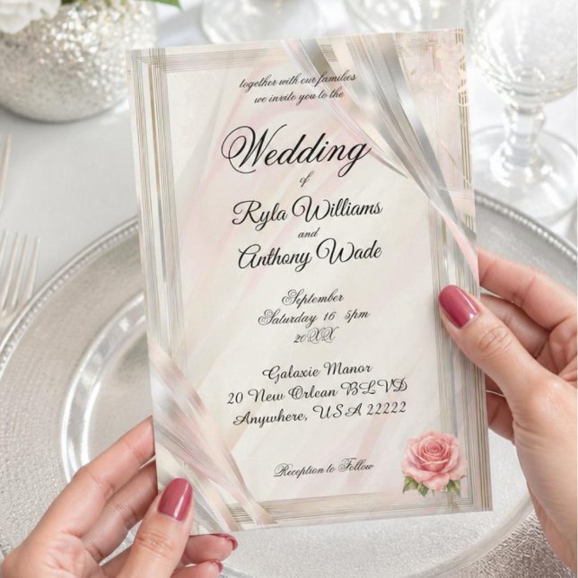 Faire invitation de mariage rose poudrée élégante (Créateur téléchargé)
