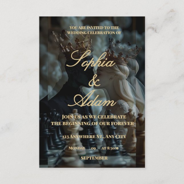 Faire invitation de mariage royal élégant (Devant)