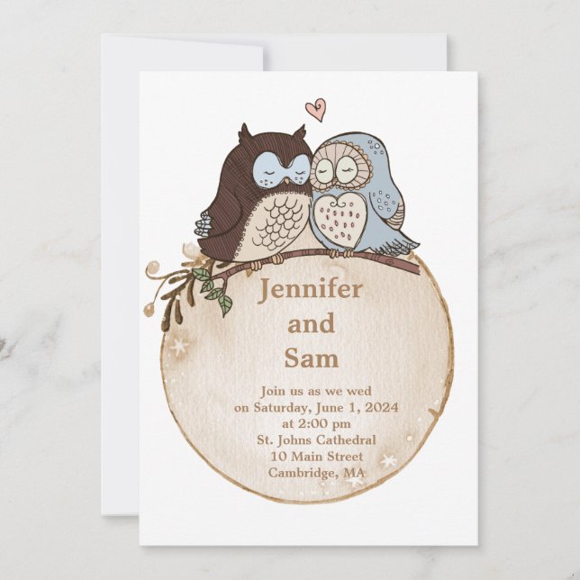 Faire invitation de mariage rustique en bois avec  (Devant)