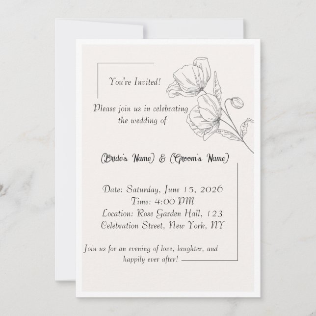 Faire invitation de mariage simple (Devant)