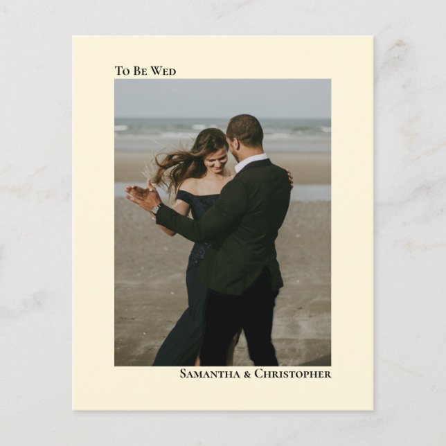 Faire invitation de mariage simple crème ivoire à  (Devant)