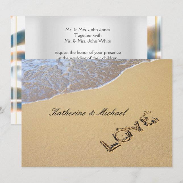 Faire invitation de mariage sur la plage (Devant / Derrière)