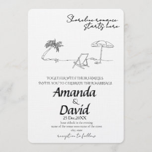 Faire invitation de mariage sur la plage au bord d