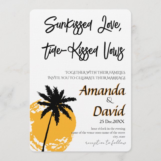 Faire invitation de mariage sur la plage au bord d (Devant)