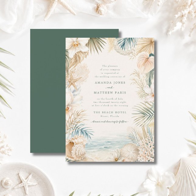 Faire invitation de mariage sur la plage côtière (Elegant Coastal Beach Wedding Invite)