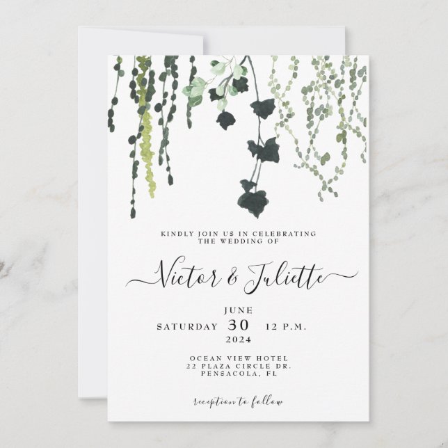 Faire invitation de mariage suspendu en eucalyptus (Devant)