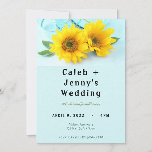 Faire invitation de mariage tournesol (Devant)