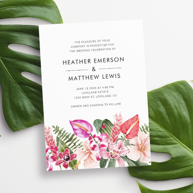 Faire invitation de mariage tropical (Elegant Tropical Floral Wedding Invitation by Painted Paperie
)