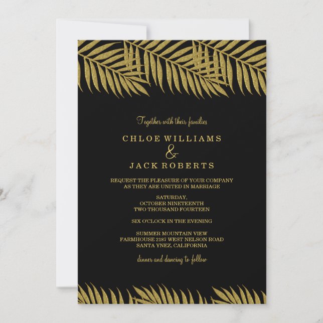Faire invitation de mariage tropical avec palmier  (Devant)